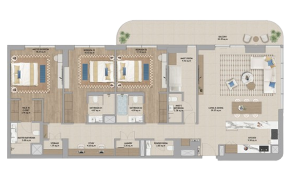 3 Bedroom Layout